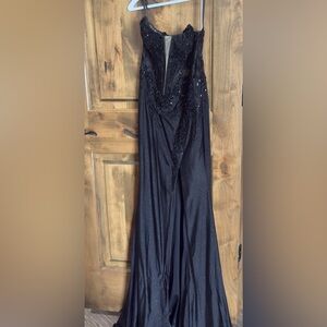 Sophisticated Black Sequin Prom Dress